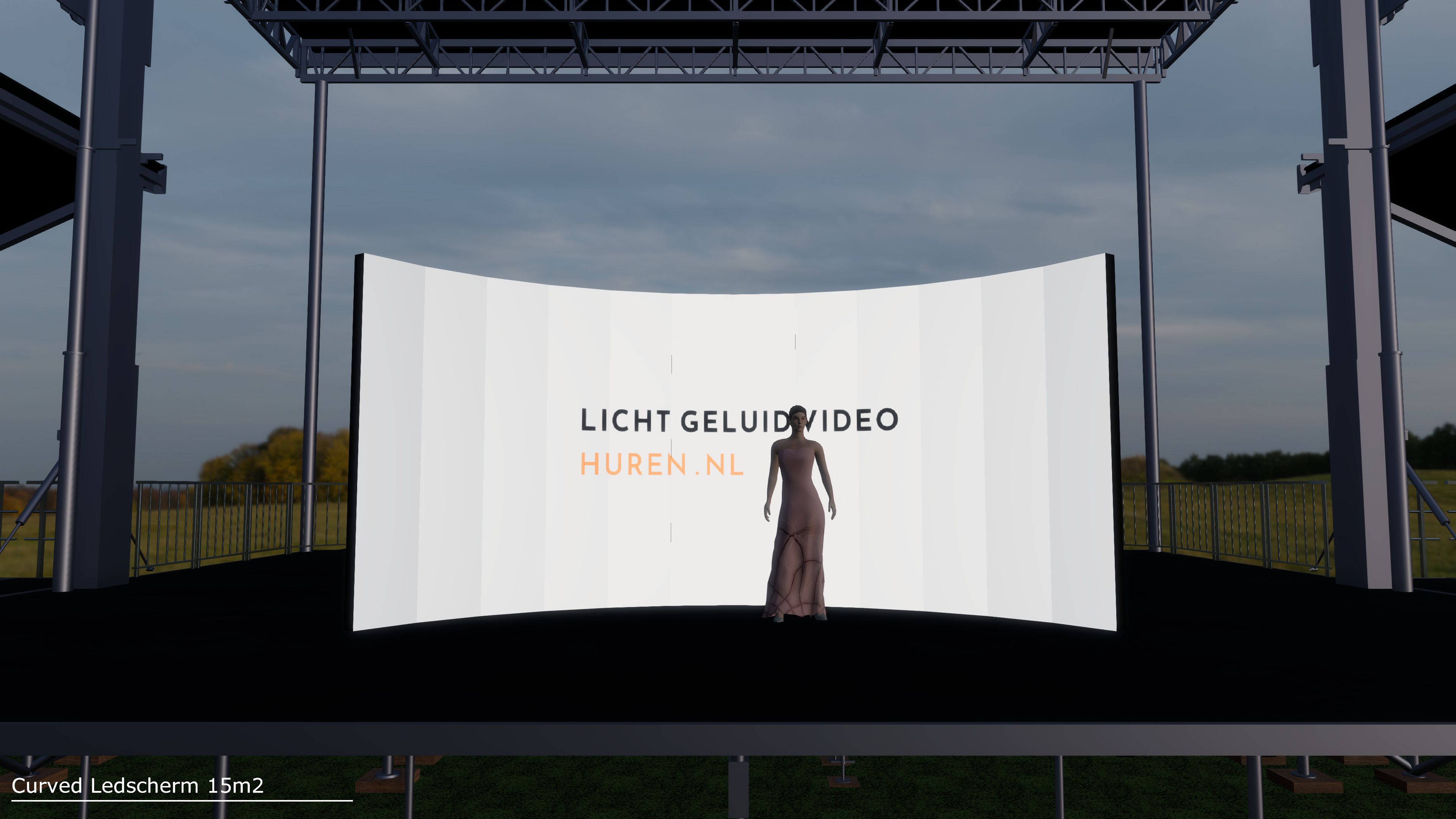 Curved LED scherm 1 P2.6mm 6x 2,5 mtr (15m2) inclusief stackingframe