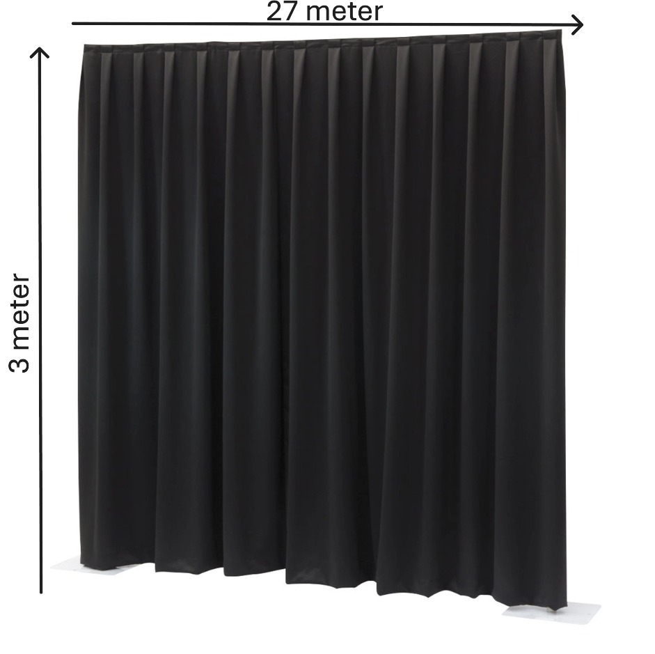 WENTEX® Easy Drape Set 27m – 3m Hoog incl. 10x Base & Stand + 9x Gordijnen (3,30 x 3m)